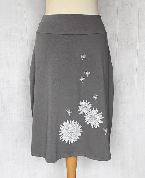 Copy of Hemp / Cotton Jersey Skirt with Dandelion - Gray