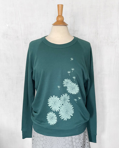 Unisex Eco Sweatshirt with Dandelion - Peacock Blue