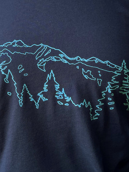 Women's Organic Cotton T-Shirt with Mountain Ridge - Navy Blue