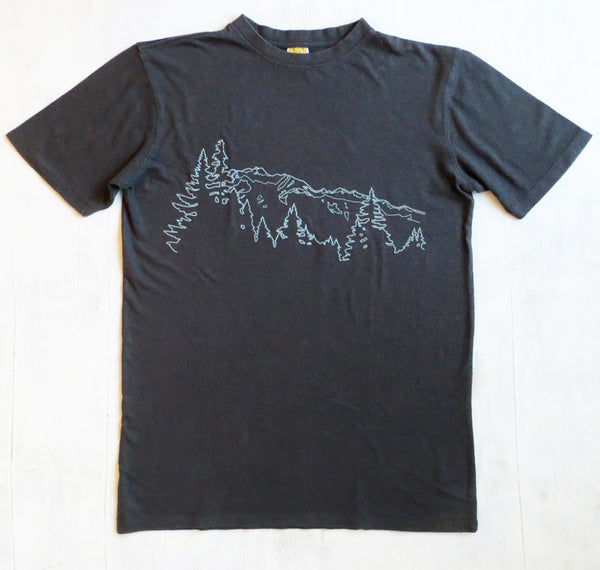 Men's Hemp Organic Cotton T-shirt Mountain Ridge - Grey - Uzura - PNW - Seattle, WA