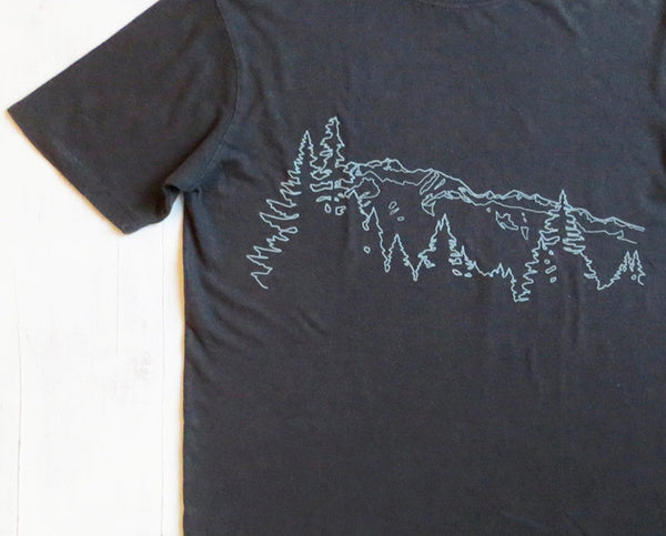 Men's Hemp Organic Cotton T-shirt Mountain Ridge - Grey - Uzura - PNW - Seattle, WA