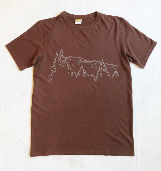 Men's Hemp Organic Cotton T-shirt Mountain Ridge Brown - Uzura - Seattle, WA - PNW