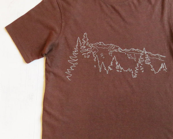 Men's Hemp Organic Cotton T-shirt Mountain Ridge Brown - Uzura - Seattle, WA - PNW