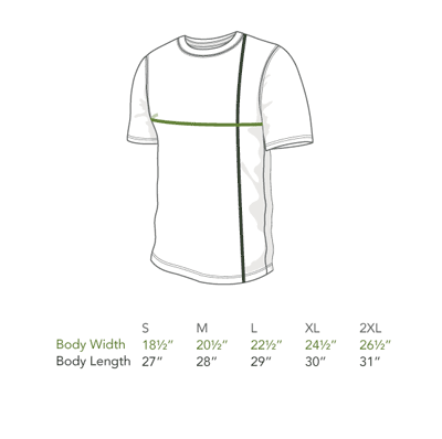 Mens Organic Cotton T-shirts Size Chart