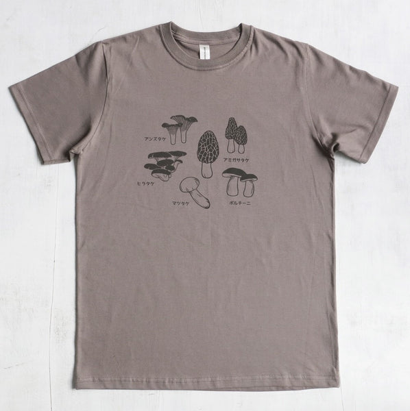 Organic-Cotton-T-shirt-Japanese-Mushrooms-Light-Brown