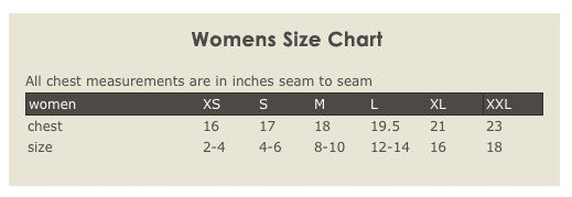 Womens Hemp Organic Cotton T-shirt Size Chart