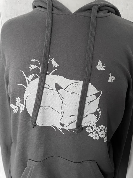 Unisex Eco Hoodie with Sleeping Fox - Gray