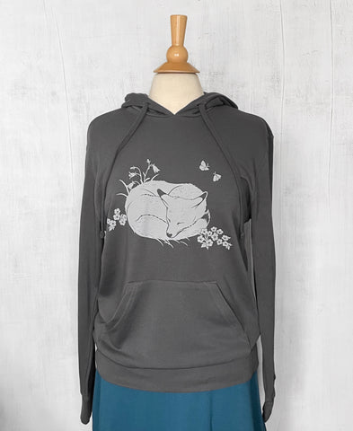 Unisex Eco Hoodie with Sleeping Fox - Gray