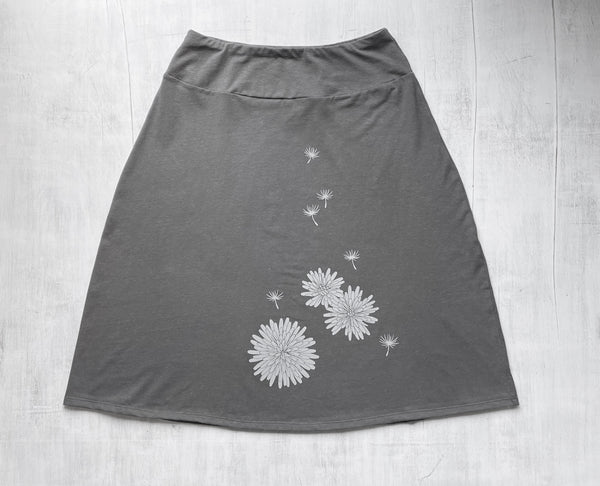 Copy of Hemp / Cotton Jersey Skirt with Dandelion - Gray