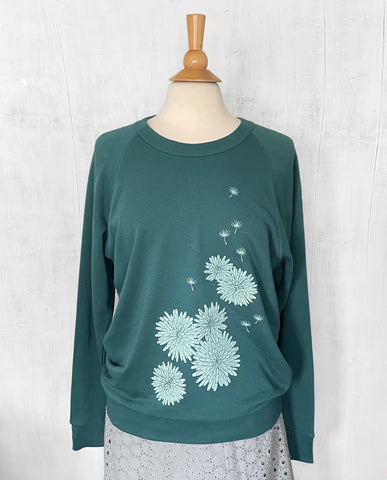 Unisex Eco Sweatshirt with Dandelion - Peacock Blue