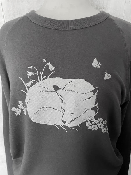 Unisex Eco Sweatshirt with Sleeping Fox - Gray