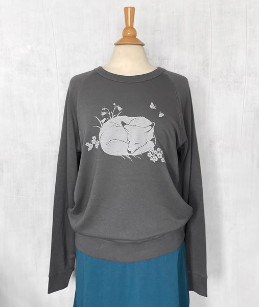 Unisex Eco Sweatshirt with Sleeping Fox - Gray