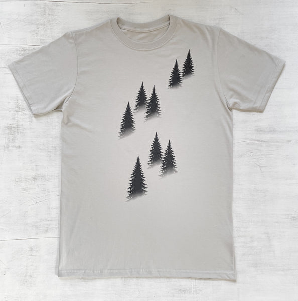 Men's Organic Cotton T-shirt with Trees - Light Grey