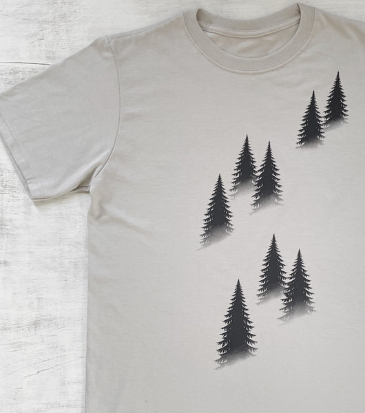 Men's Organic Cotton T-shirt with Trees - Light Grey